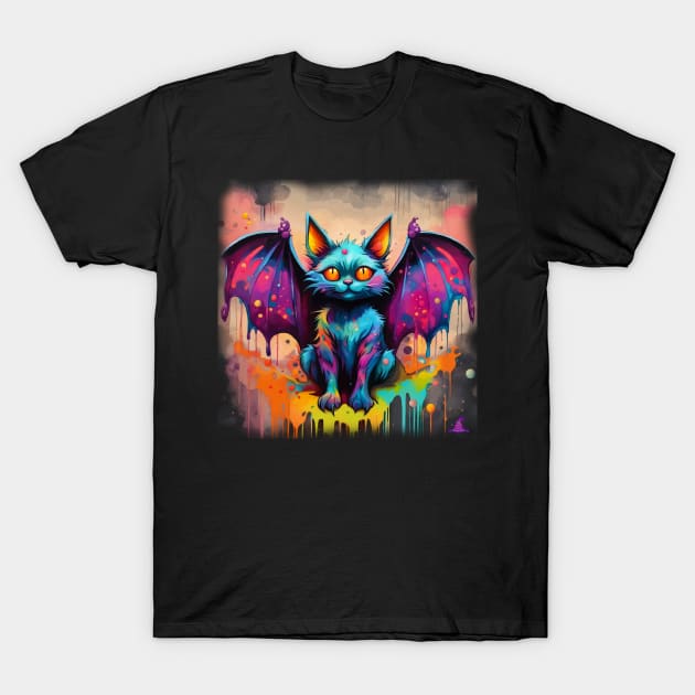 VIBRANT VISIONS (BATCAT) T-Shirt by Morrigan Austin